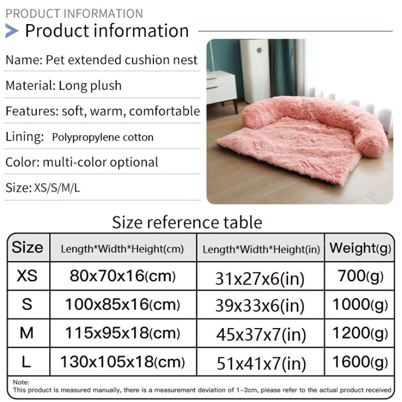 Pet Sofa; Warm Plush Pet Cushion For Indoor Dogs & Cats; Dog Blanket; Washable Pet Bed - DelightsDownSouth