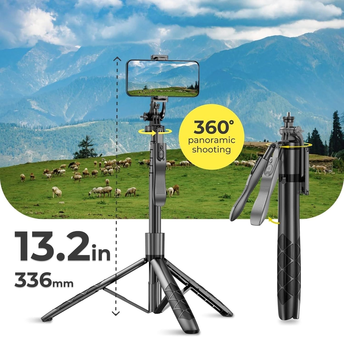 Phone Tripod 62" Selfie Stick for iPhone with Remote and 3W LED Light, Universal Mount, Phone Stand for Recording & Streaming, Tripod for iPhone & Android Phone & Gopro - DelightsDownSouth