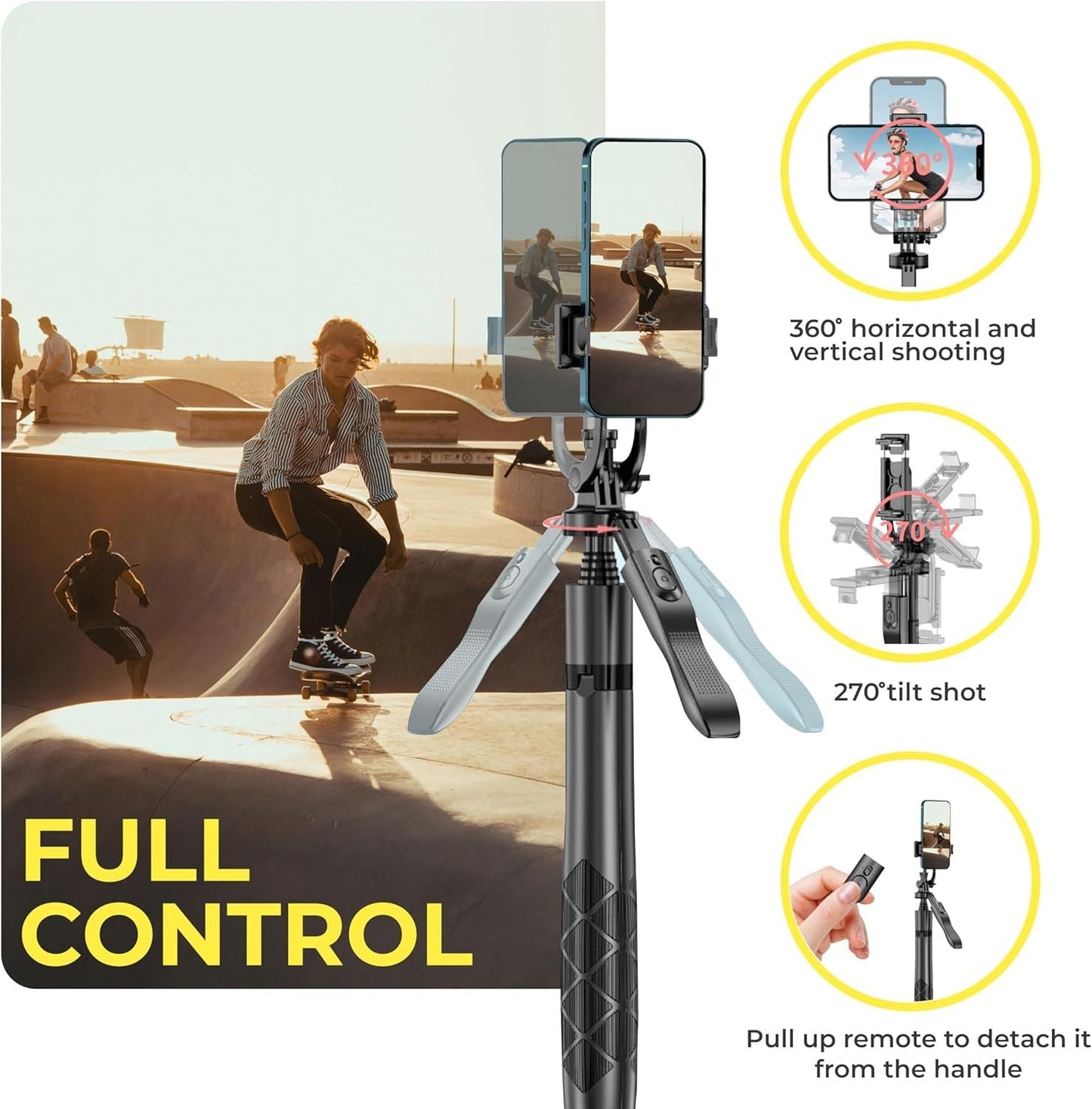 Phone Tripod 62" Selfie Stick for iPhone with Remote and 3W LED Light, Universal Mount, Phone Stand for Recording & Streaming, Tripod for iPhone & Android Phone & Gopro - DelightsDownSouth