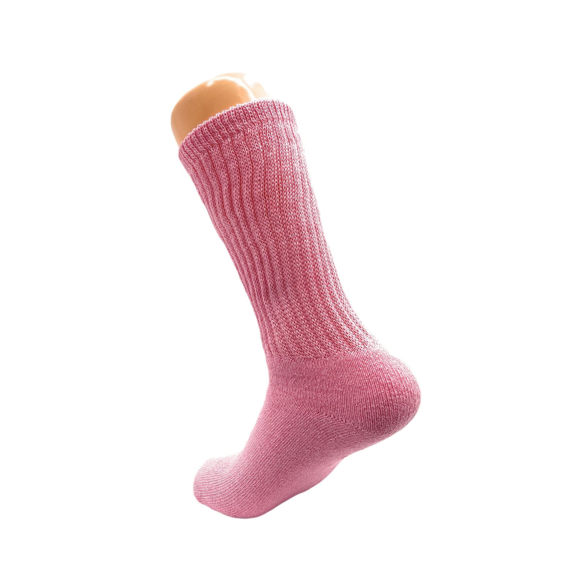 Pink Long Cotton Crew Socks for Women Mid - Calf Socks 3 Pairs - DelightsDownSouth