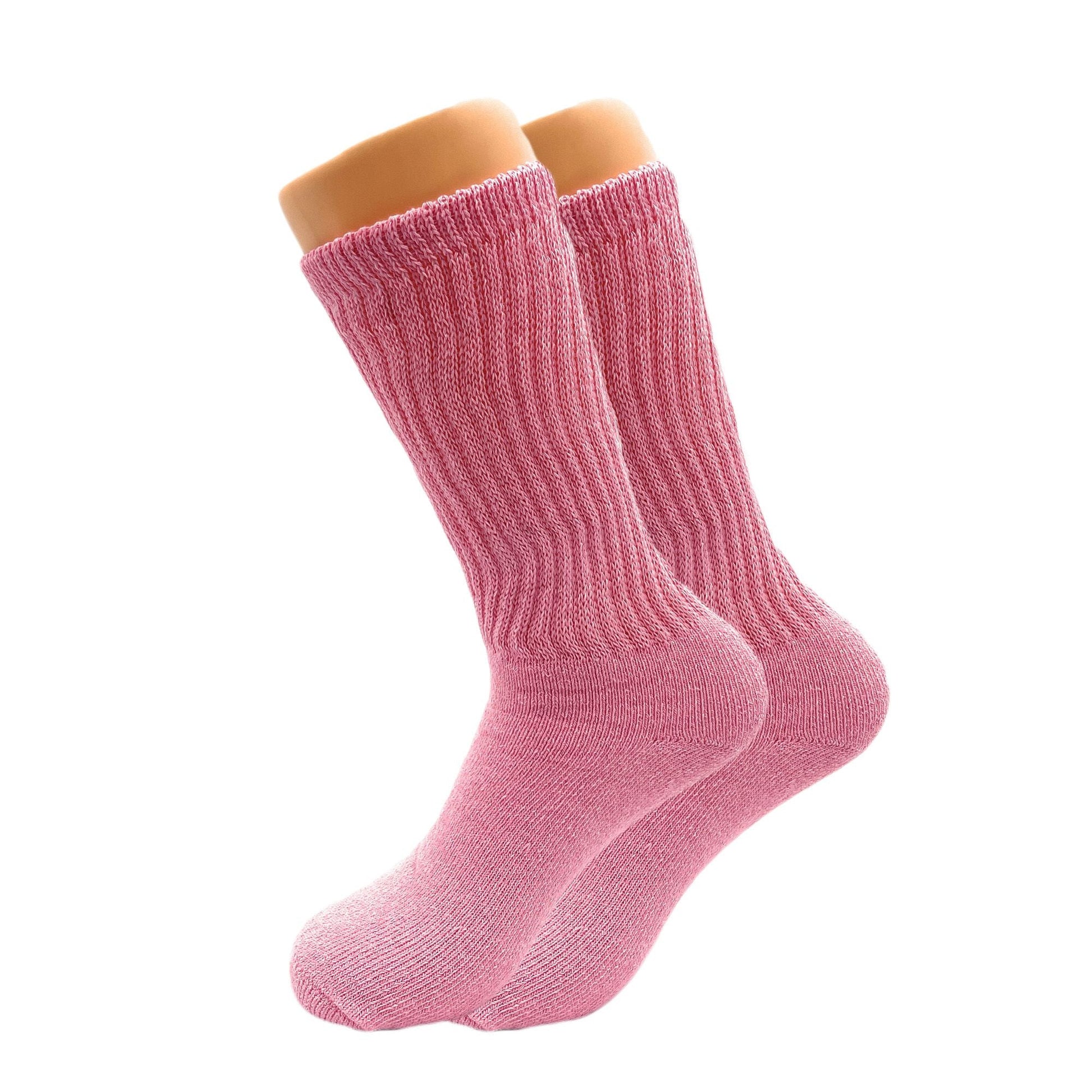 Pink Long Cotton Crew Socks for Women Mid - Calf Socks 3 Pairs - DelightsDownSouth