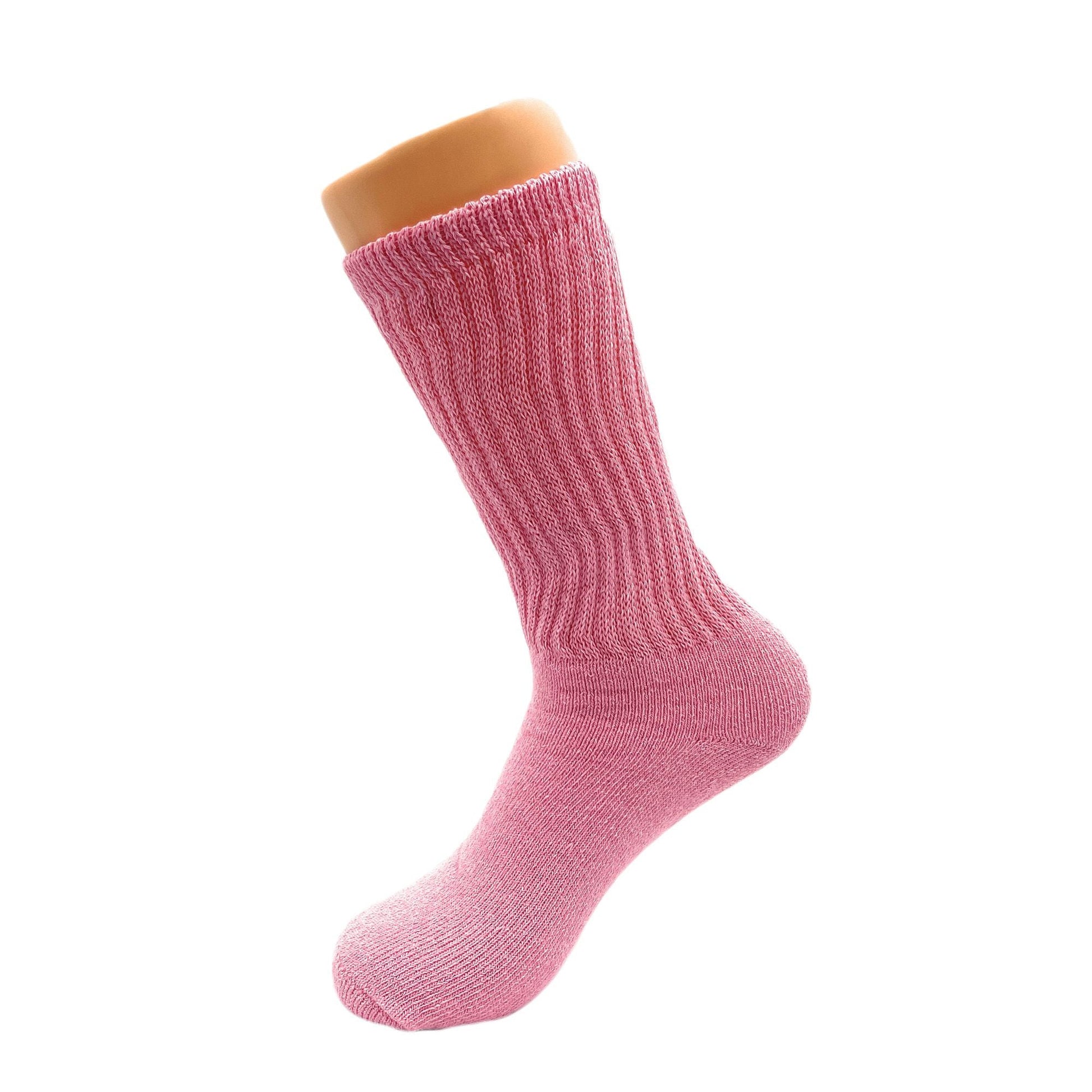 Pink Long Cotton Crew Socks for Women Mid - Calf Socks 3 Pairs - DelightsDownSouth