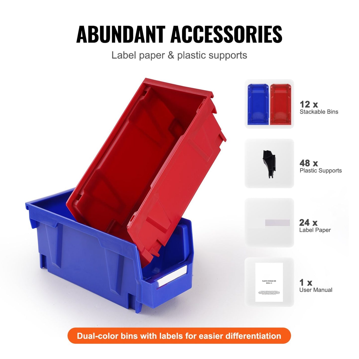 Plastic Storage Bin, (11 - Inch x 5 - Inch x 5 - Inch), Hanging Stackable Storage Organizer Bin, Blue/Red, 12 - Pack, Heavy Duty Stacking Containers for Closet, Kitchen, Office, or Pantry Organization - DelightsDownSouth