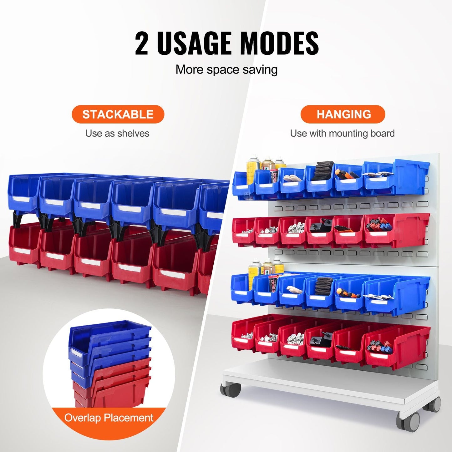 Plastic Storage Bin, (11 - Inch x 5 - Inch x 5 - Inch), Hanging Stackable Storage Organizer Bin, Blue/Red, 12 - Pack, Heavy Duty Stacking Containers for Closet, Kitchen, Office, or Pantry Organization - DelightsDownSouth