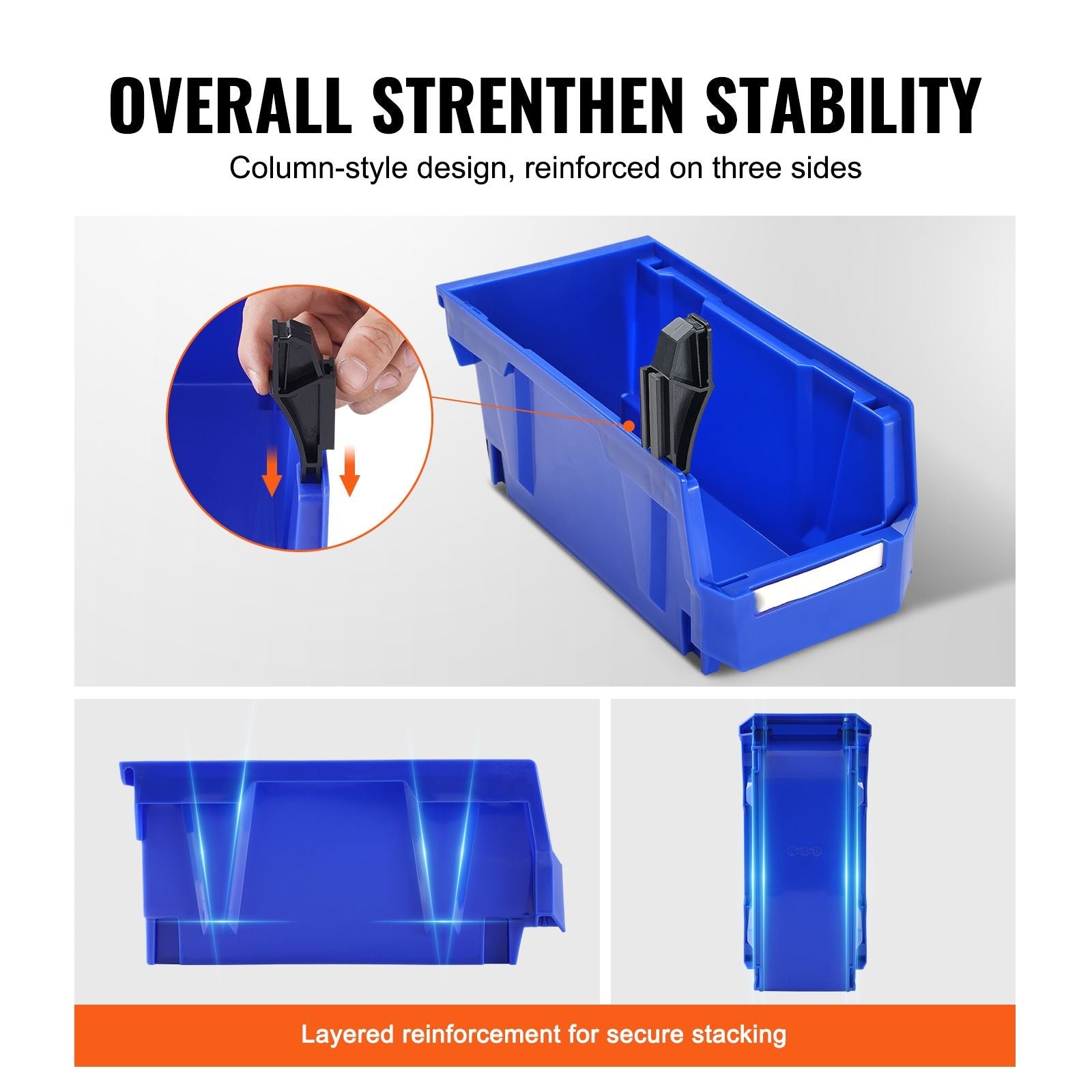 Plastic Storage Bin, (11 - Inch x 5 - Inch x 5 - Inch), Hanging Stackable Storage Organizer Bin, Blue/Red, 12 - Pack, Heavy Duty Stacking Containers for Closet, Kitchen, Office, or Pantry Organization - DelightsDownSouth