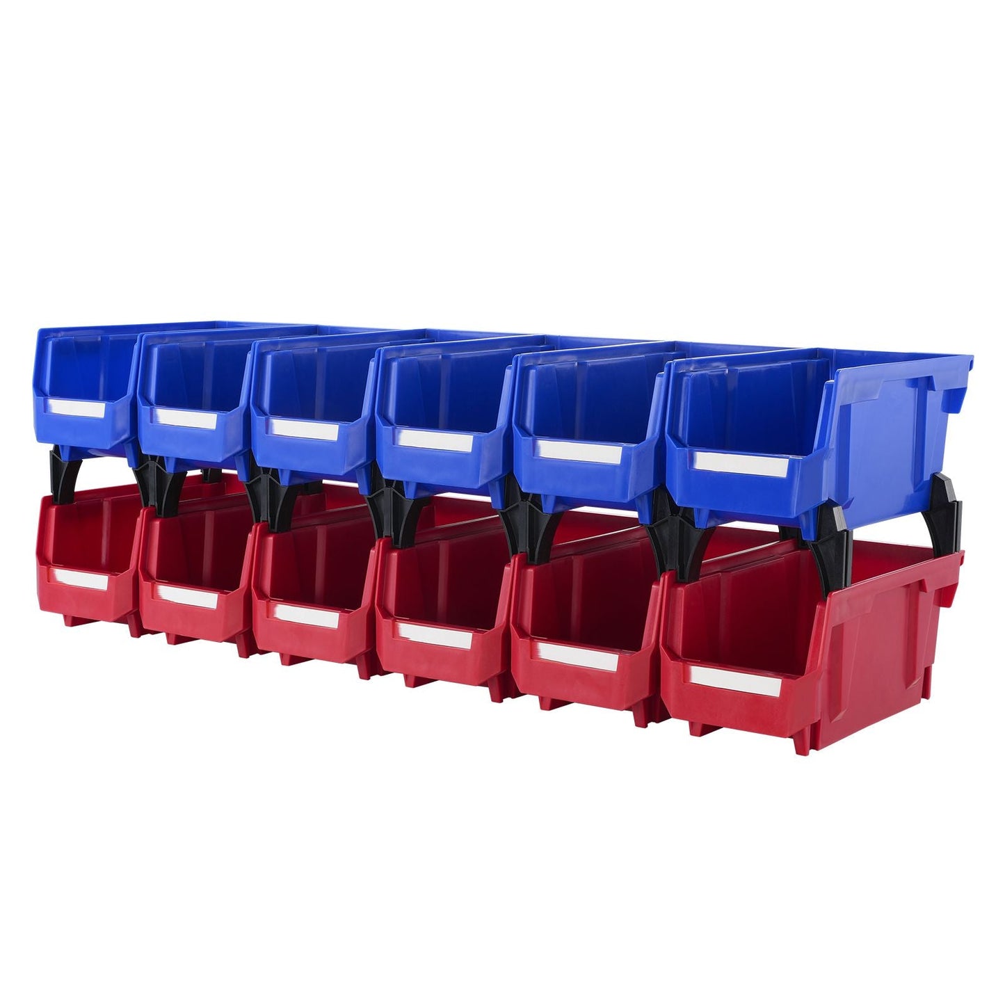 Plastic Storage Bin, (11 - Inch x 5 - Inch x 5 - Inch), Hanging Stackable Storage Organizer Bin, Blue/Red, 12 - Pack, Heavy Duty Stacking Containers for Closet, Kitchen, Office, or Pantry Organization - DelightsDownSouth