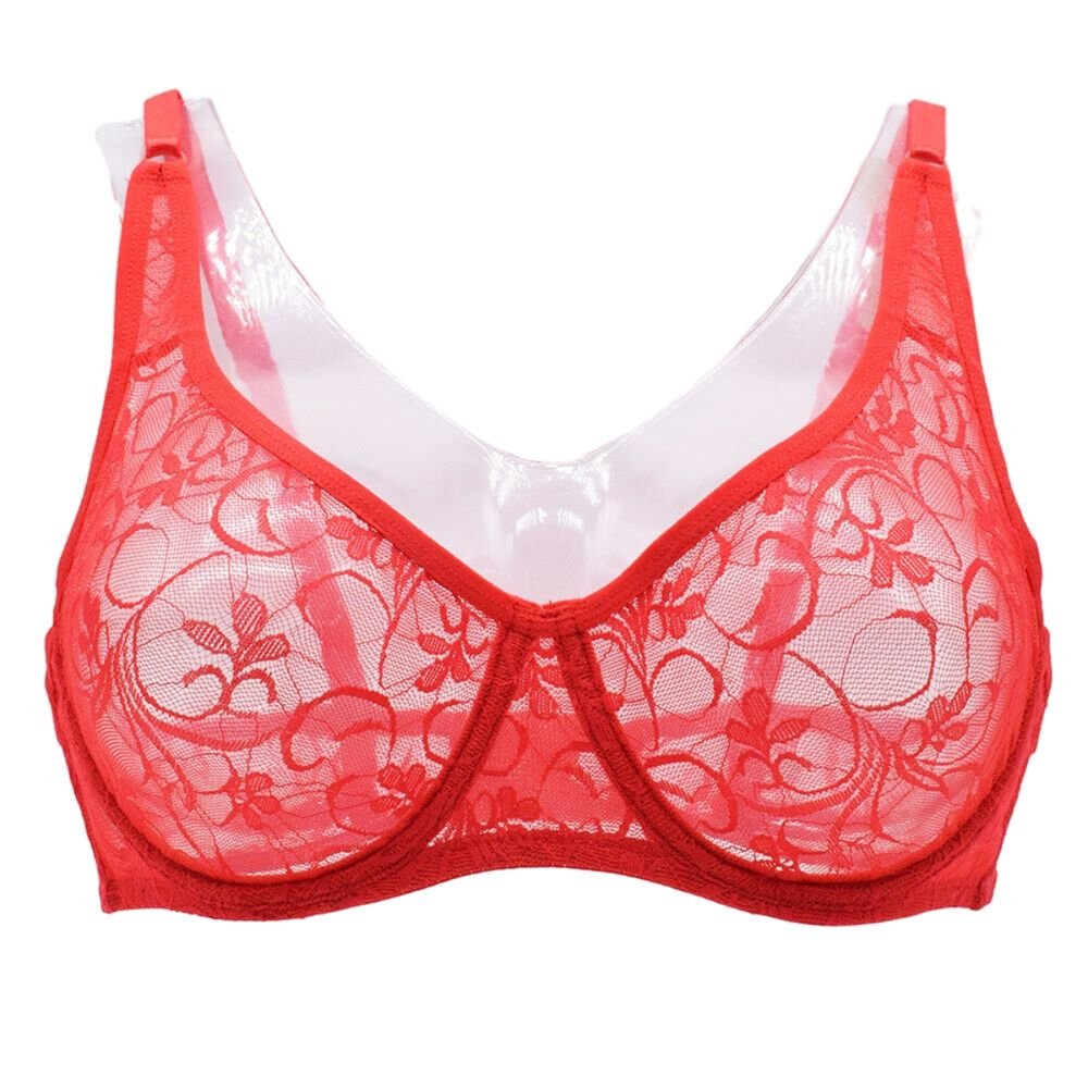 Plus Size Madam Bras Lace Sheer Unpadds Bra See Through Sexy Lingerie Underwear - DelightsDownSouth