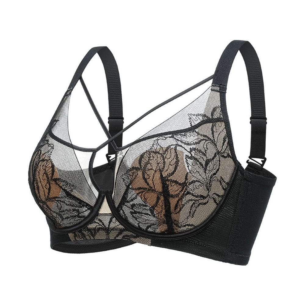 Plus Size Madam Bras Lace Sheer Unpadds Bra See Through Sexy Lingerie Underwear - DelightsDownSouth