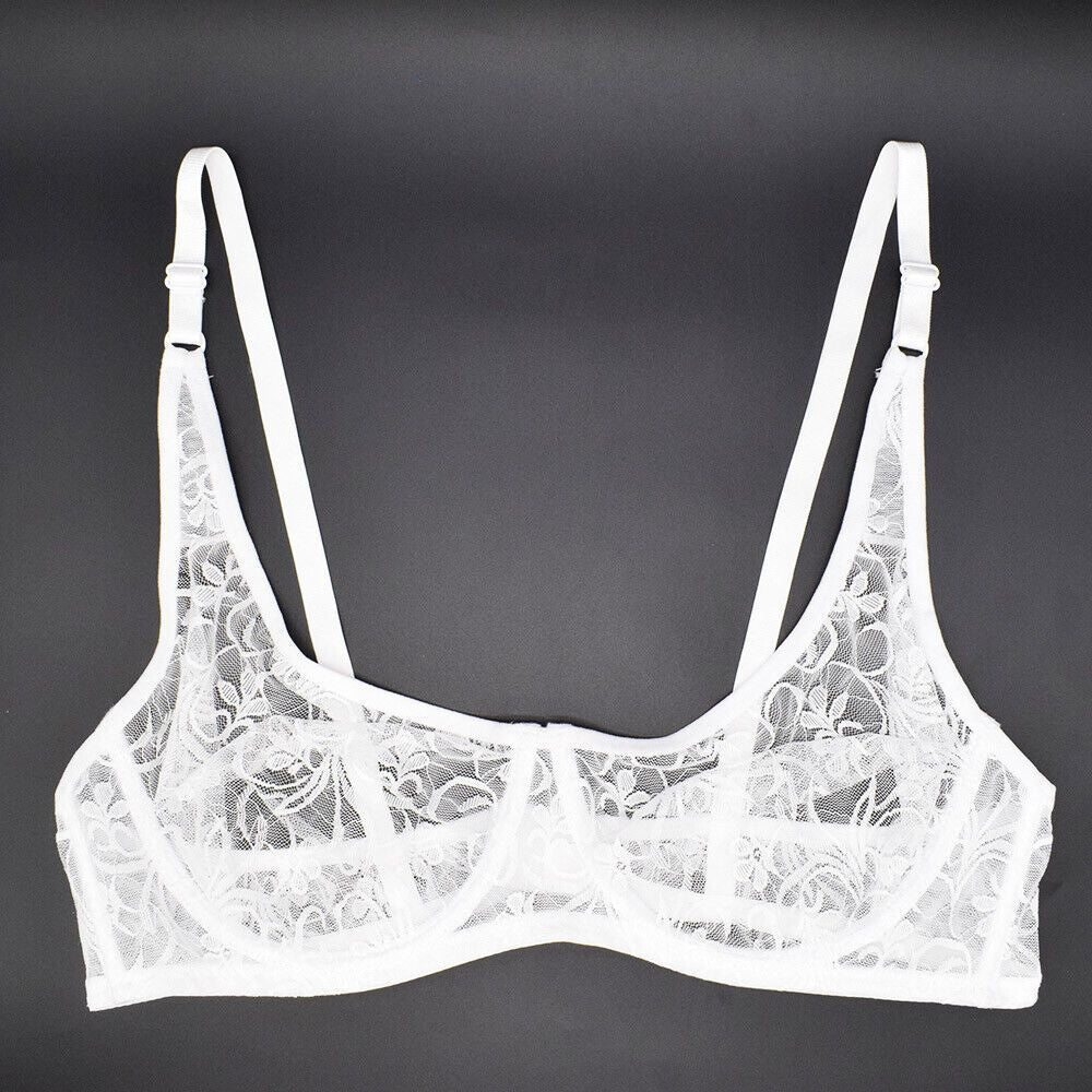 Plus Size Madam Bras Lace Sheer Unpadds Bra See Through Sexy Lingerie Underwear - DelightsDownSouth