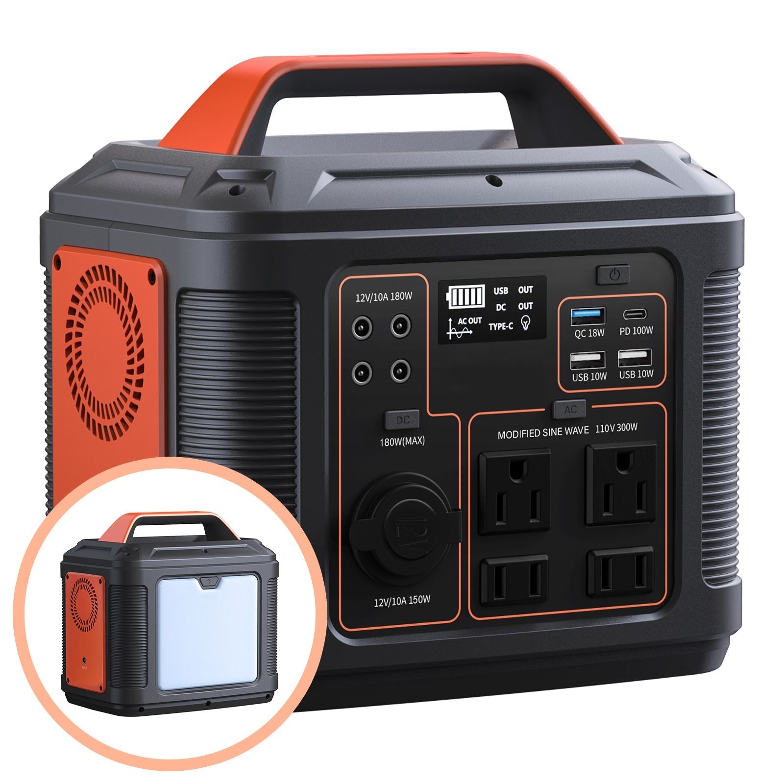 Portable Power Station, 296Wh 80000mAh Lithium Battery with 300W (600W Surge) AC Outlets for Outdoor Camping RV Home,Camping Generator Solar - DelightsDownSouth