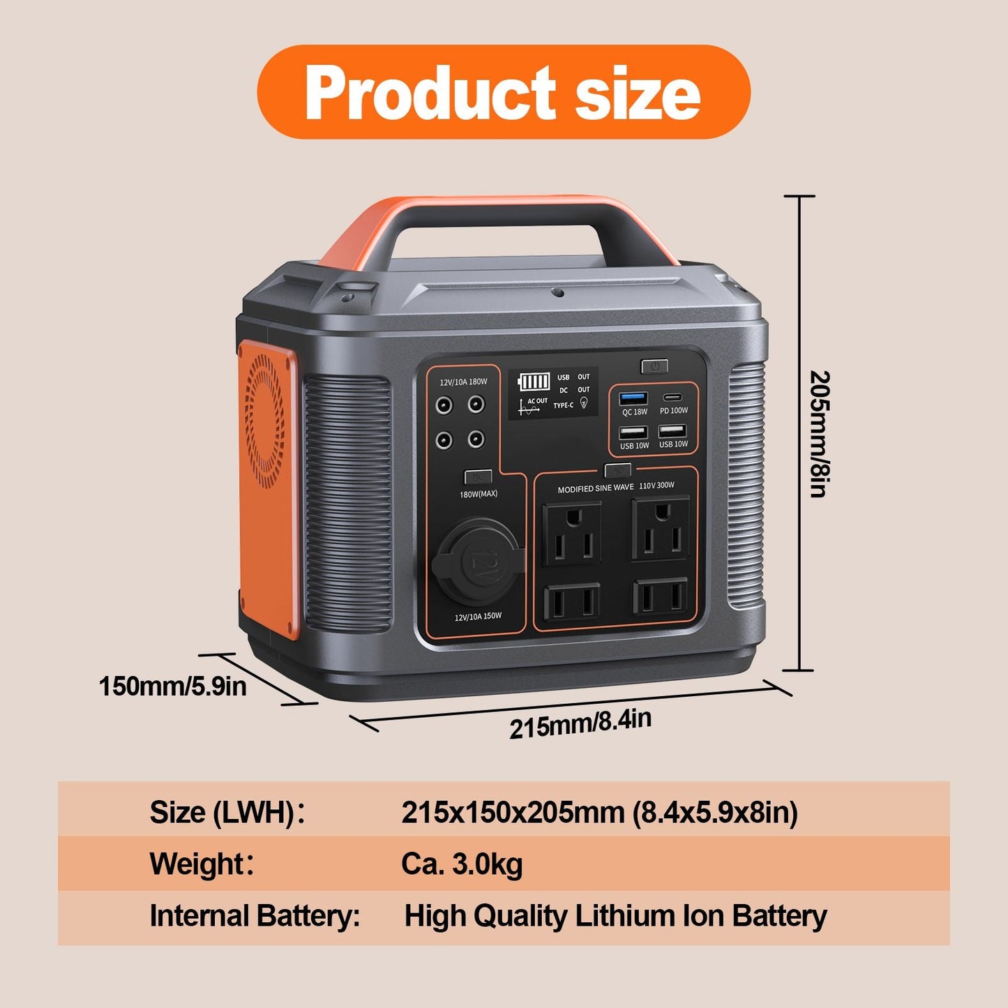 Portable Power Station, 296Wh 80000mAh Lithium Battery with 300W (600W Surge) AC Outlets for Outdoor Camping RV Home,Camping Generator Solar - DelightsDownSouth