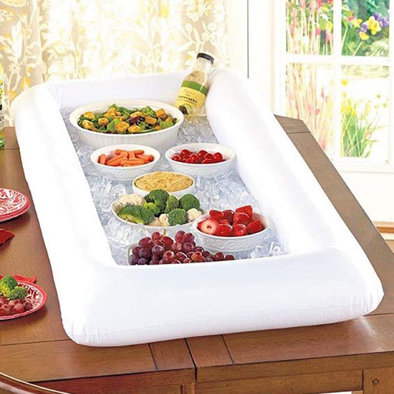 Portable Swimming Air Pool Float Inflatable Beer Table Ice Bucket Serving Salad Bar Tray Food Water Sports - DelightsDownSouth