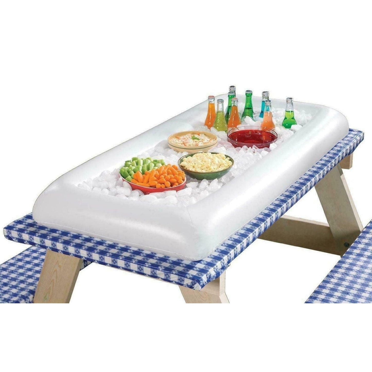 Portable Swimming Air Pool Float Inflatable Beer Table Ice Bucket Serving Salad Bar Tray Food Water Sports - DelightsDownSouth