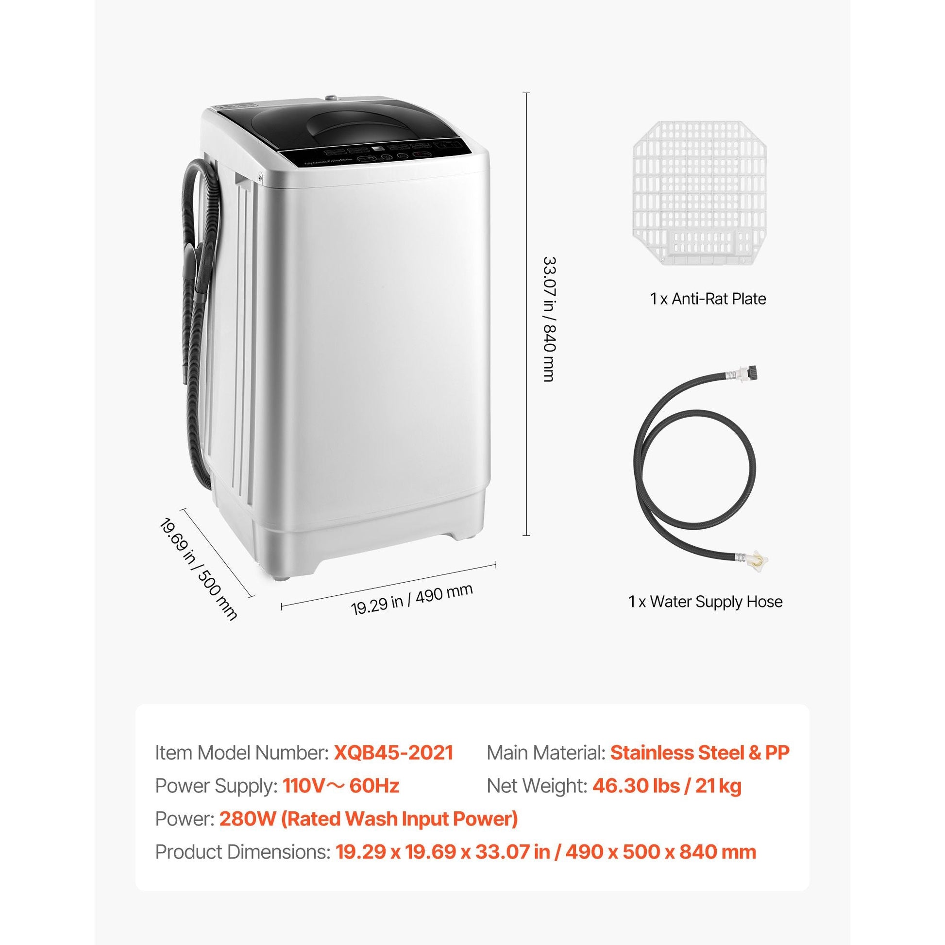 Portable Washing Machine, Portable Washer 1.3 cu.ft with LED Display, Stainless Steel Drum, 8 Wash Programs & 6 Adjustable Water Levels, Portable Washer Machine for Apartments, RVs, and Dorms - DelightsDownSouth