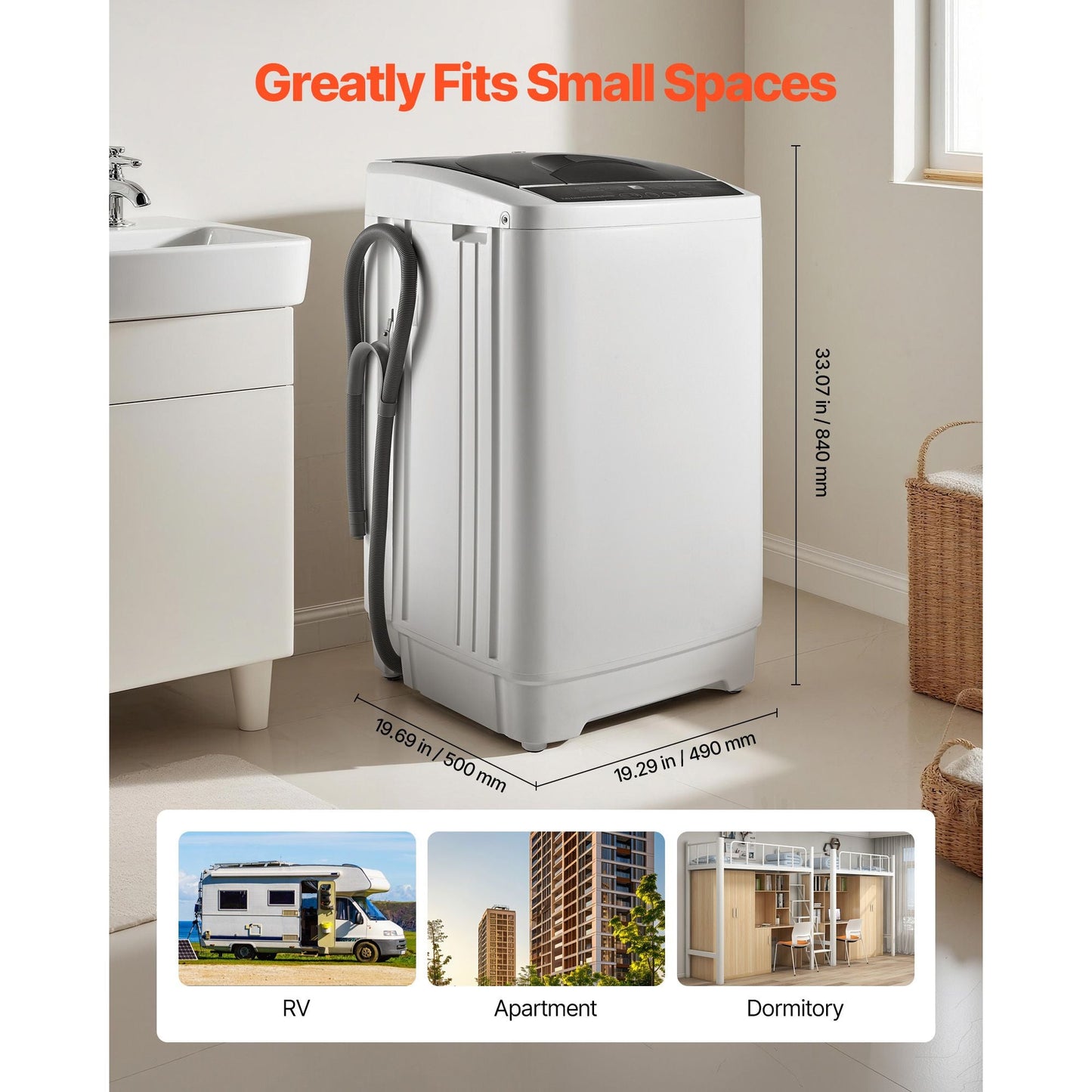 Portable Washing Machine, Portable Washer 1.3 cu.ft with LED Display, Stainless Steel Drum, 8 Wash Programs & 6 Adjustable Water Levels, Portable Washer Machine for Apartments, RVs, and Dorms - DelightsDownSouth