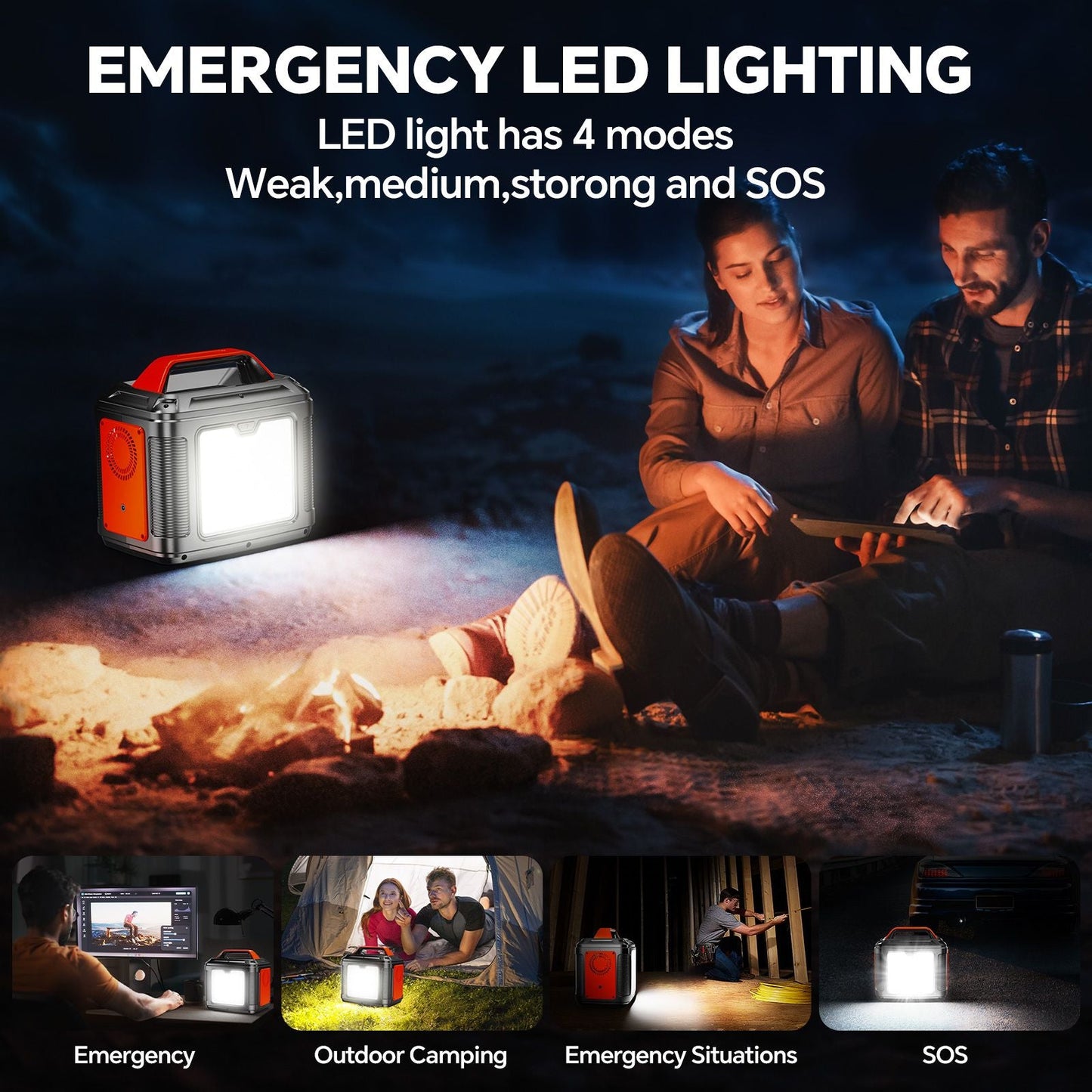 Powerbank 300w Portable Power Station with 60w Solar Panel for Camping Solar Generator 296Wh 80000mAh Lithium Battery - DelightsDownSouth