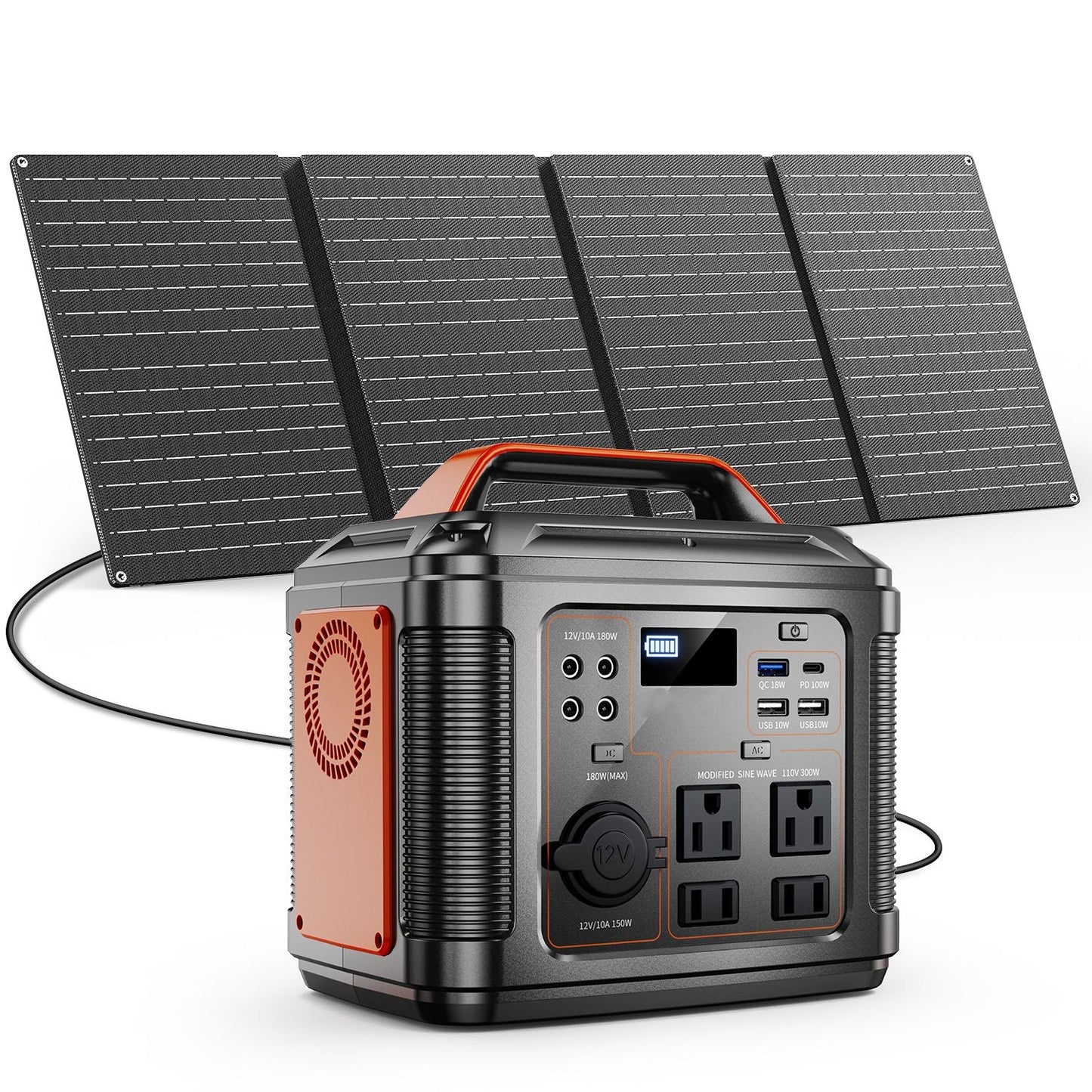 Powerbank 300w Portable Power Station with 60w Solar Panel for Camping Solar Generator 296Wh 80000mAh Lithium Battery - DelightsDownSouth