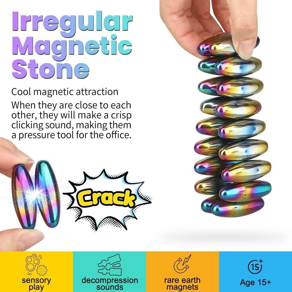 Rattle Snakes Magnetic Eggs, Fidget Toy Hematite Magnet for Adults, Fridge Magnets Oval Rocks for Refrigerator, Small Gadget,Desk Toy for Ferrite Putty(20PCS) - DelightsDownSouth