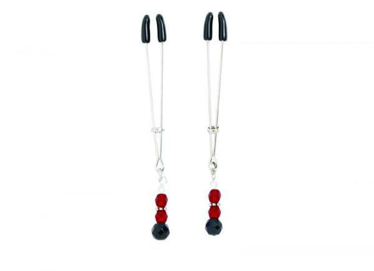 Red Beaded Nipple Clamps With Tweezer Tip - Red - DelightsDownSouth