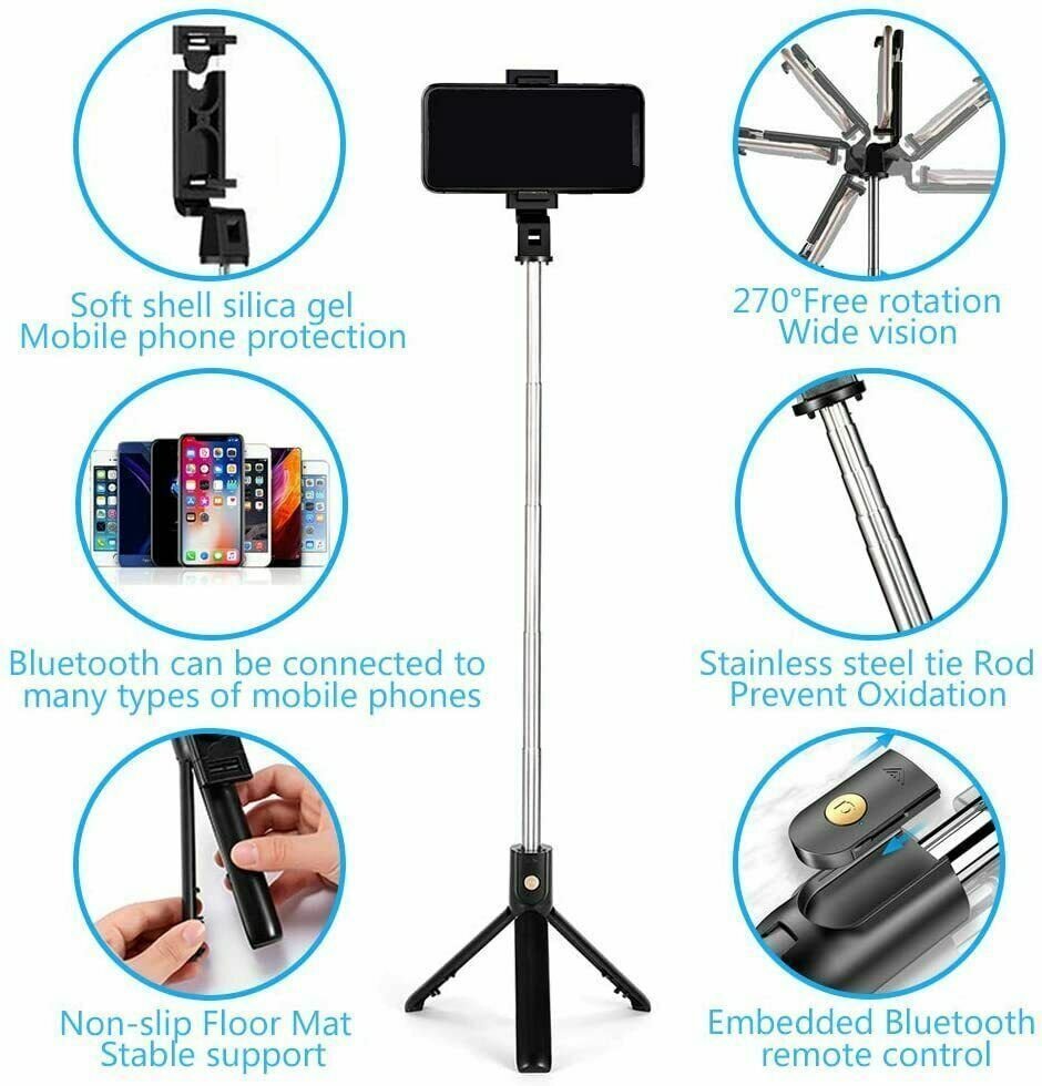 Selfie Stick Tripod Remote Desktop Stand Cell Phone Holder For iPhone Samsung US - DelightsDownSouth