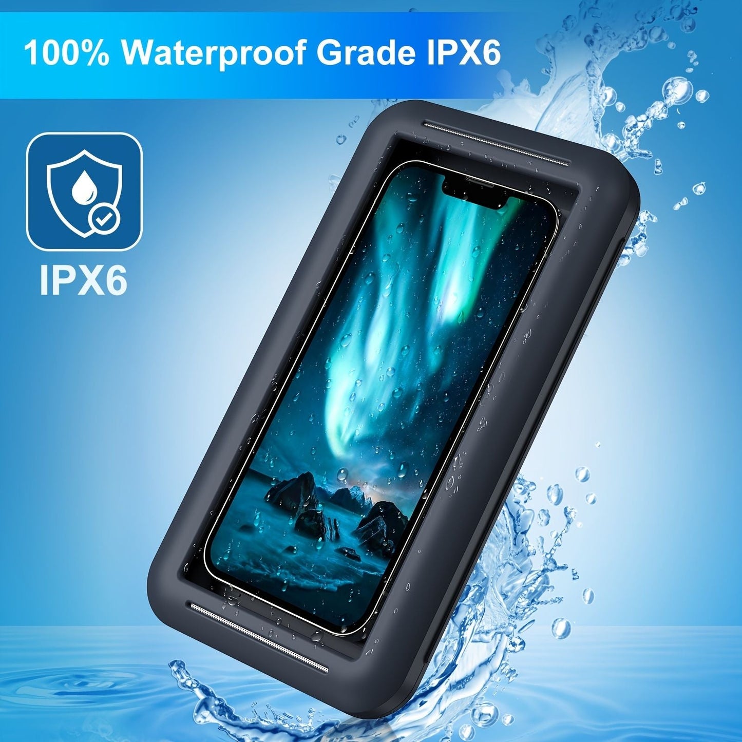 Shower Phone Holder Waterproof Case; Anti - Fog HD Touchscreen Wall Shower Phone Mount For Bathroom Mirror Bathtub Kitchen Fits Cell Phones Under 7.3 Inch - DelightsDownSouth