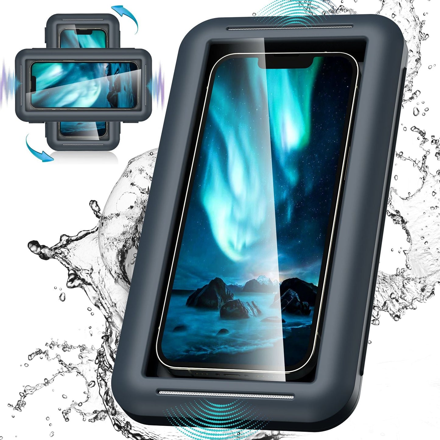 Shower Phone Holder Waterproof Case; Anti - Fog HD Touchscreen Wall Shower Phone Mount For Bathroom Mirror Bathtub Kitchen Fits Cell Phones Under 7.3 Inch - DelightsDownSouth