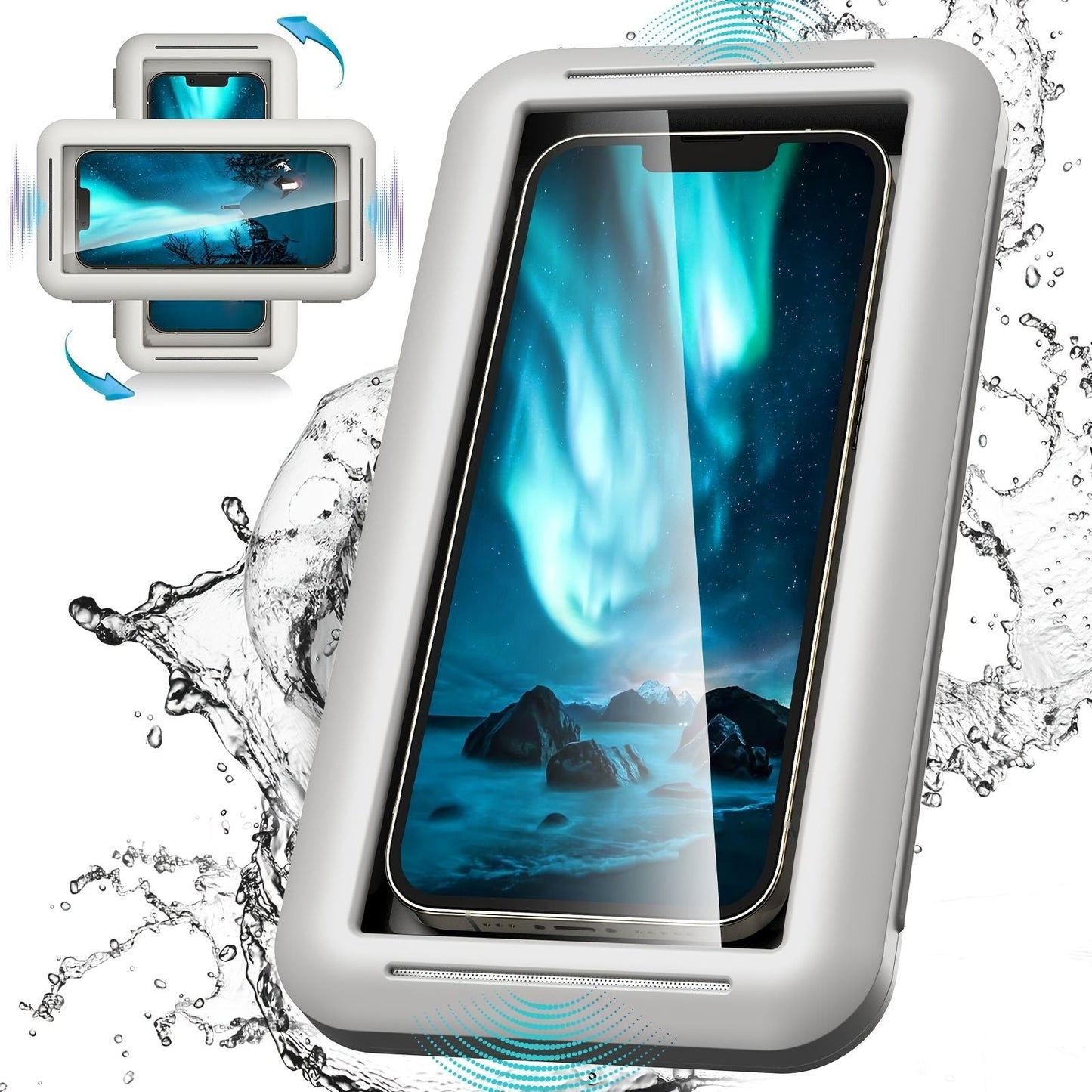 Shower Phone Holder Waterproof Case; Anti - Fog HD Touchscreen Wall Shower Phone Mount For Bathroom Mirror Bathtub Kitchen Fits Cell Phones Under 7.3 Inch - DelightsDownSouth