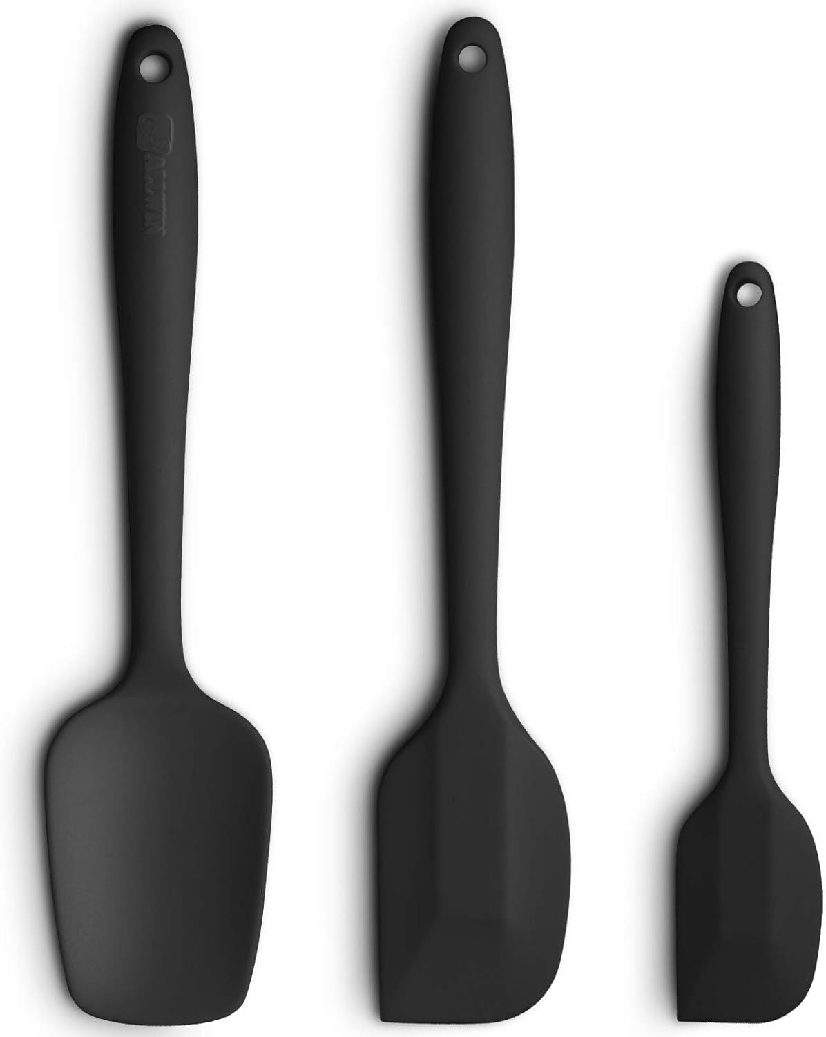 Silicone Spatula 3 - piece Set, Ergonomic Handle High Heat - Resistant Spatulas, Non - stick Rubber Spatulas with Stainless Steel Core, Black - DelightsDownSouth