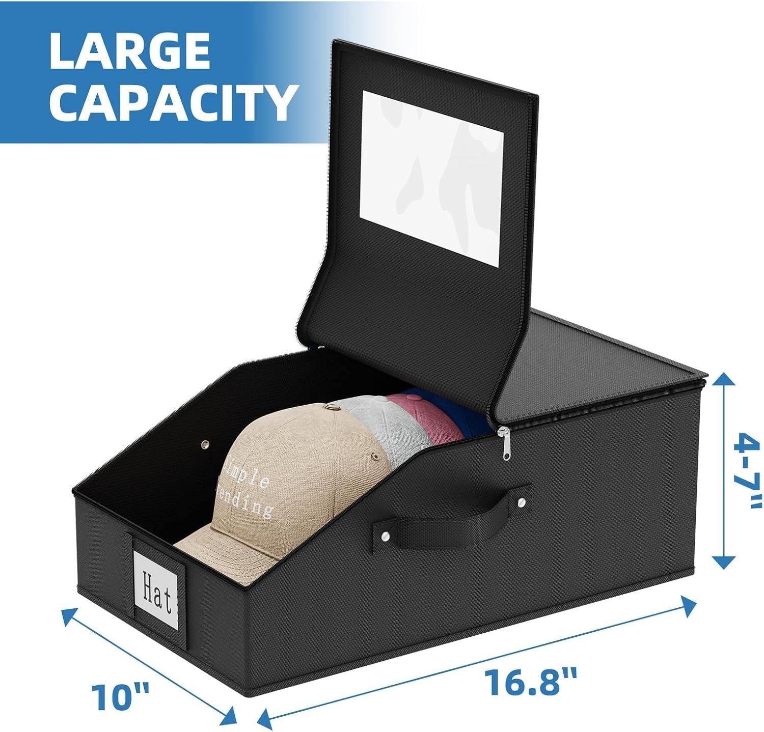Simple Trending Hat Organizer for Baseball Caps, 2PCS Stackable Storage with Clear Window Lid,Hat Box for Closet, Holds up to 24 Caps Hat Organizer for Closet, Grey - DelightsDownSouth