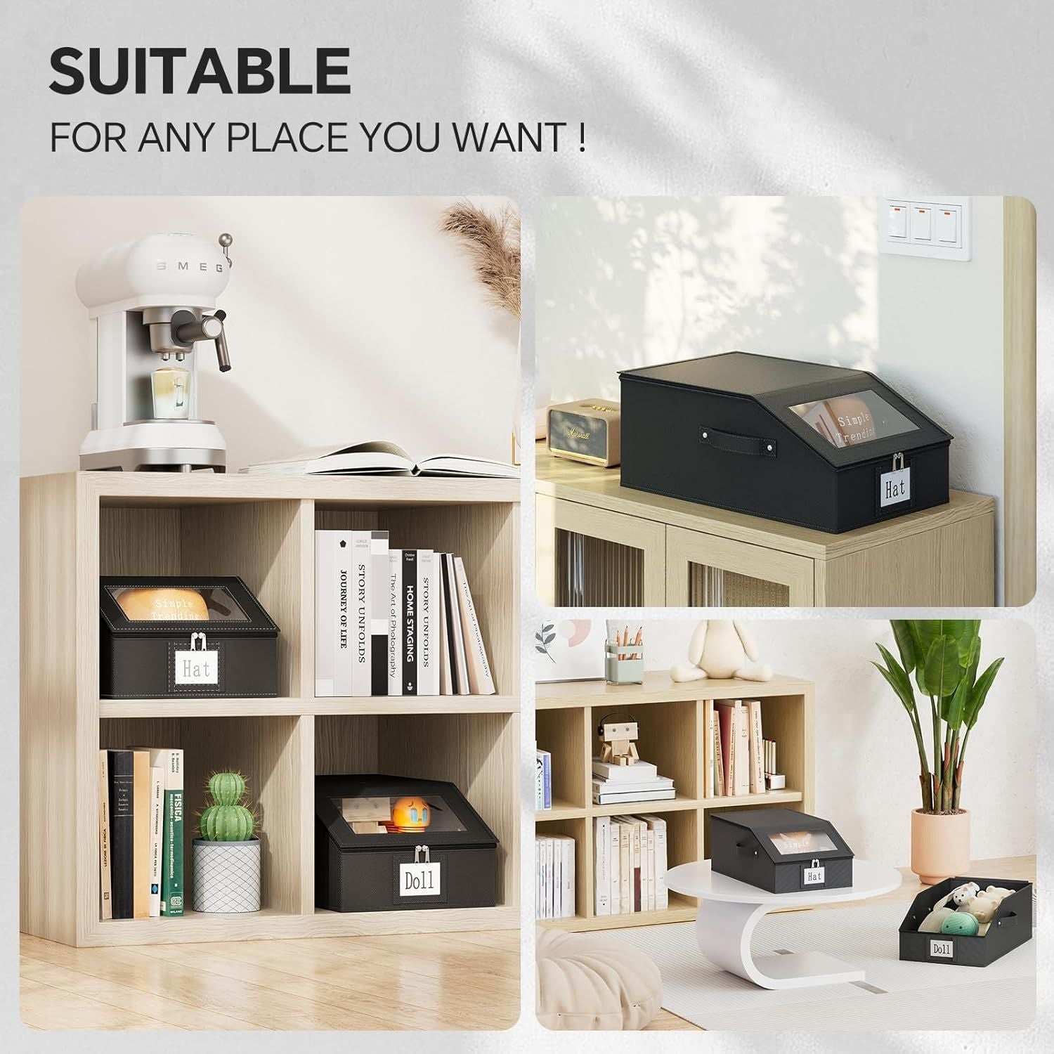 Simple Trending Hat Organizer for Baseball Caps, 2PCS Stackable Storage with Clear Window Lid,Hat Box for Closet, Holds up to 24 Caps Hat Organizer for Closet, Grey - DelightsDownSouth
