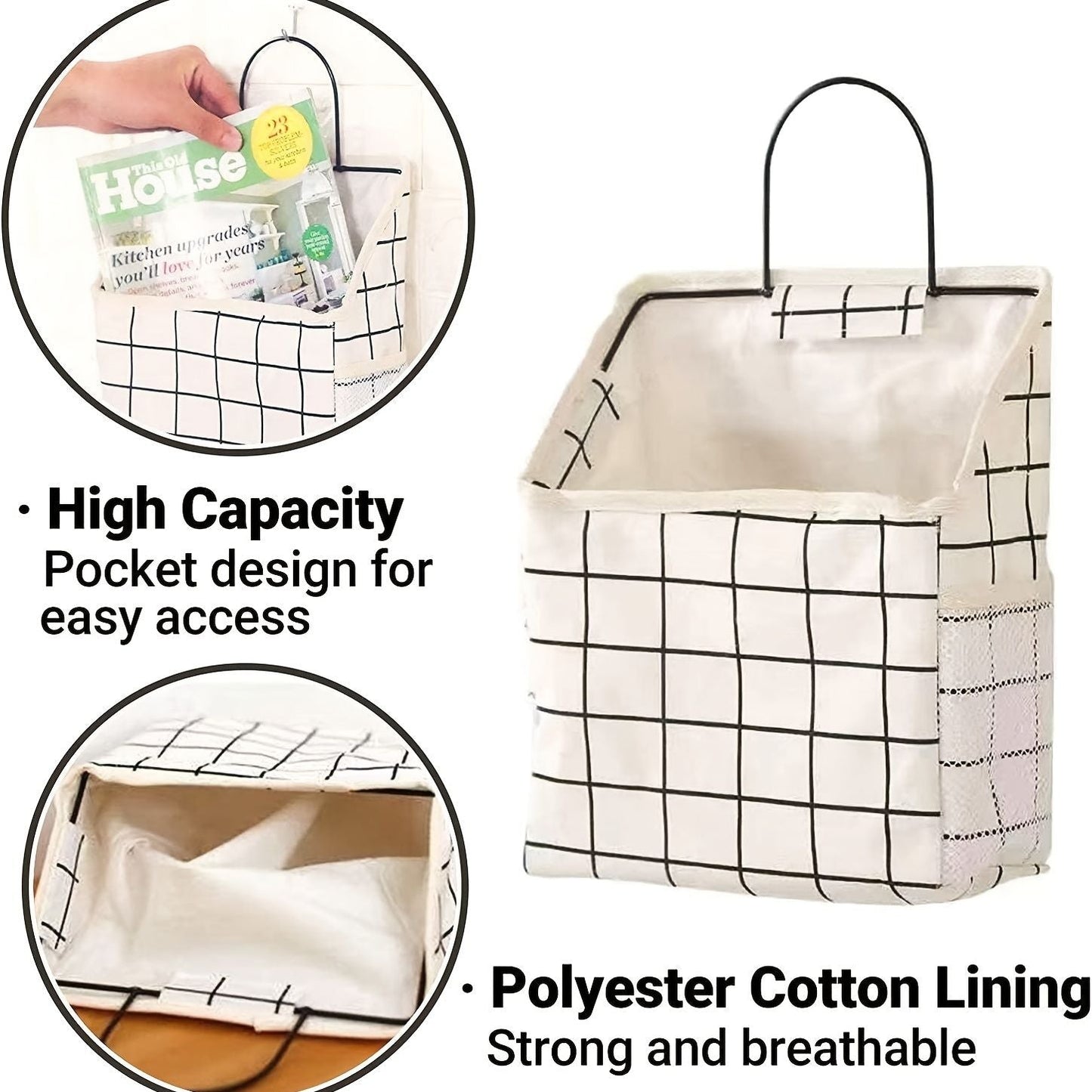 Simple Trendy Hanging Storage Bag; Double Side Pockets Organizer For Bedroom; Bathroom - DelightsDownSouth