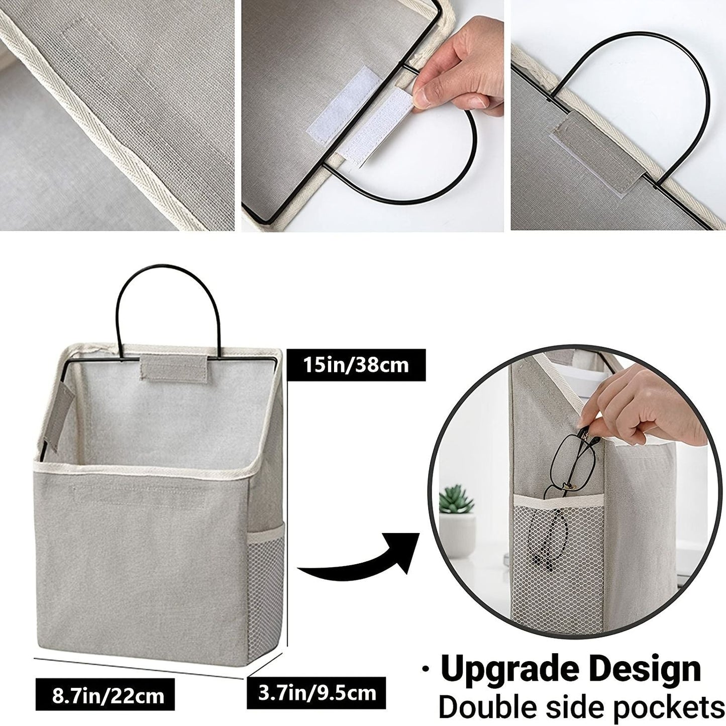 Simple Trendy Hanging Storage Bag; Double Side Pockets Organizer For Bedroom; Bathroom - DelightsDownSouth