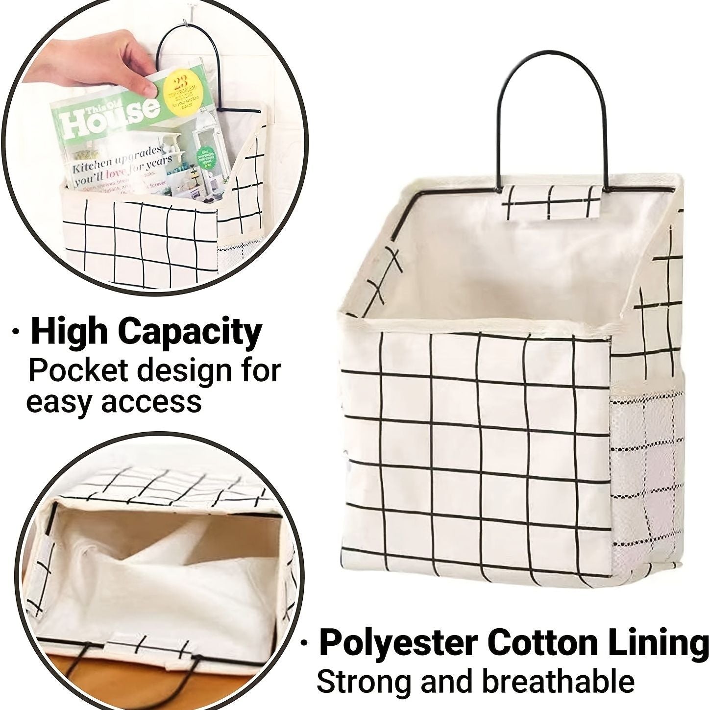 Simple Trendy Hanging Storage Bag; Double Side Pockets Organizer For Bedroom; Bathroom - DelightsDownSouth