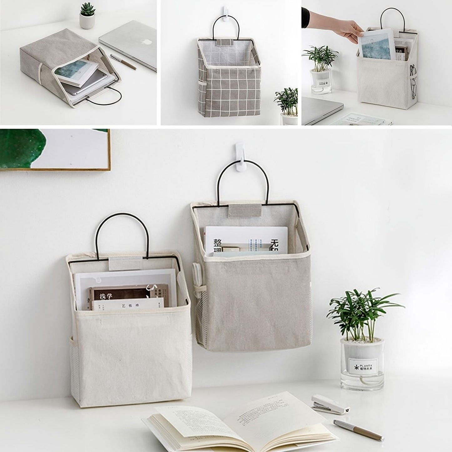 Simple Trendy Hanging Storage Bag; Double Side Pockets Organizer For Bedroom; Bathroom - DelightsDownSouth