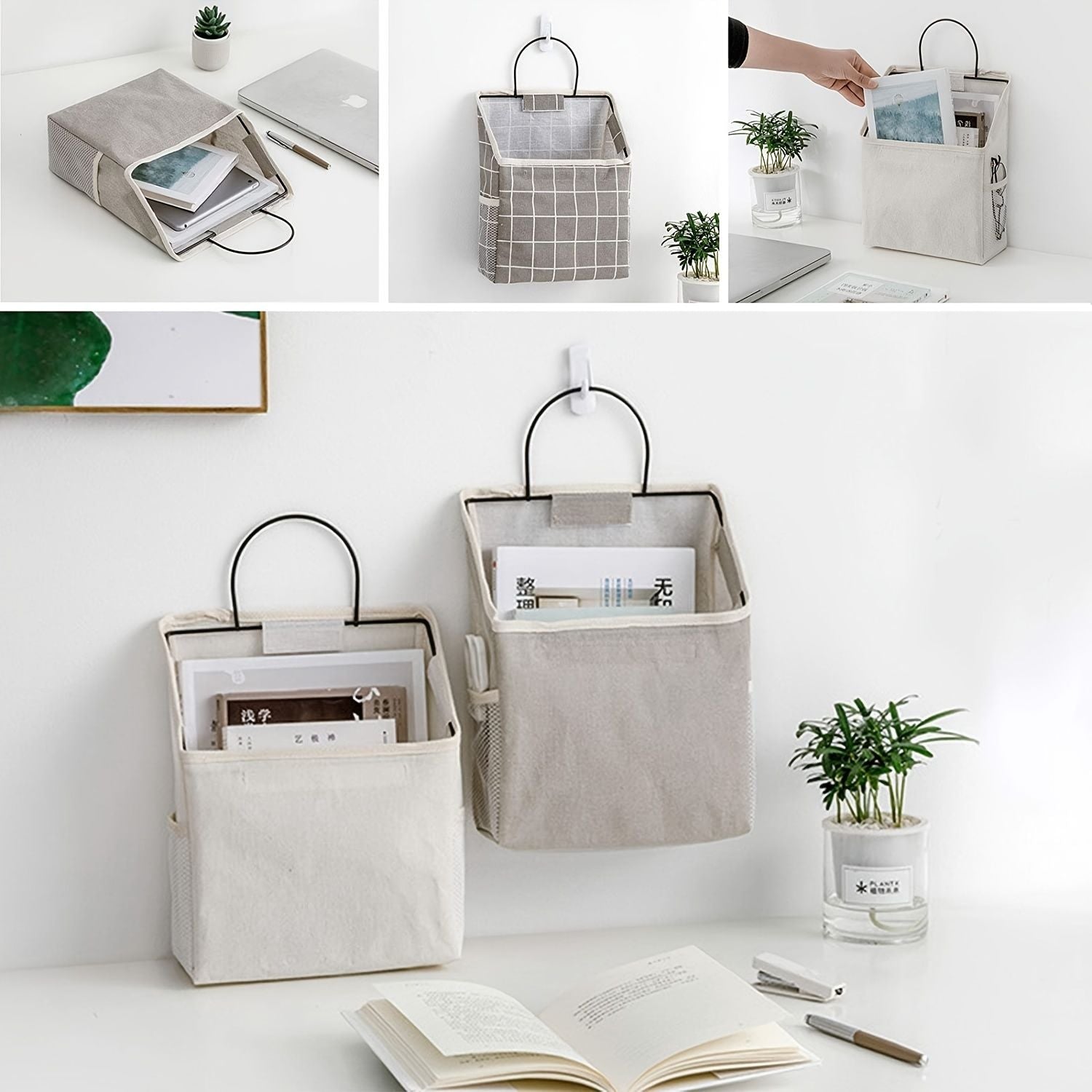 Simple Trendy Hanging Storage Bag; Double Side Pockets Organizer For Bedroom; Bathroom - DelightsDownSouth