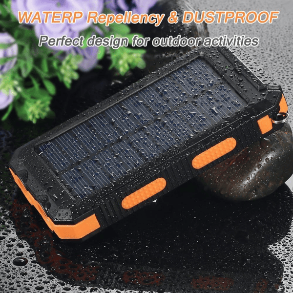 Solar Charger Power Bank 10000mAh Portable solar panels Wireless Fast Charging for Cell Phones, USB C Waterproof Battery Pack for Camping, LED Flashlight - DelightsDownSouth