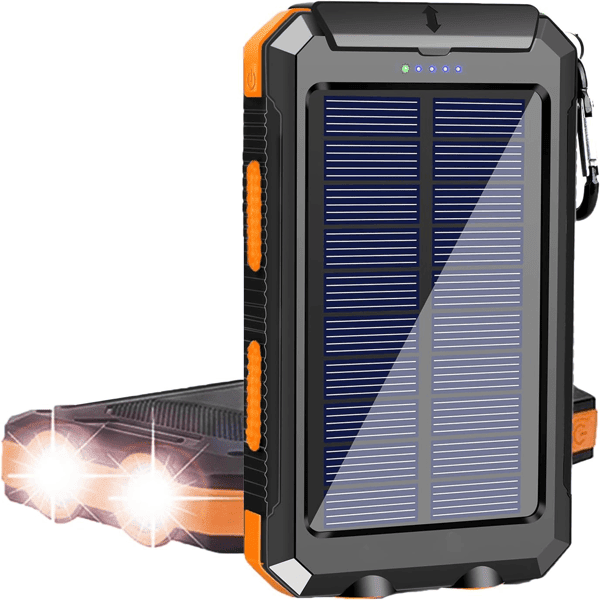 Solar Charger Power Bank 10000mAh Portable solar panels Wireless Fast Charging for Cell Phones, USB C Waterproof Battery Pack for Camping, LED Flashlight - DelightsDownSouth
