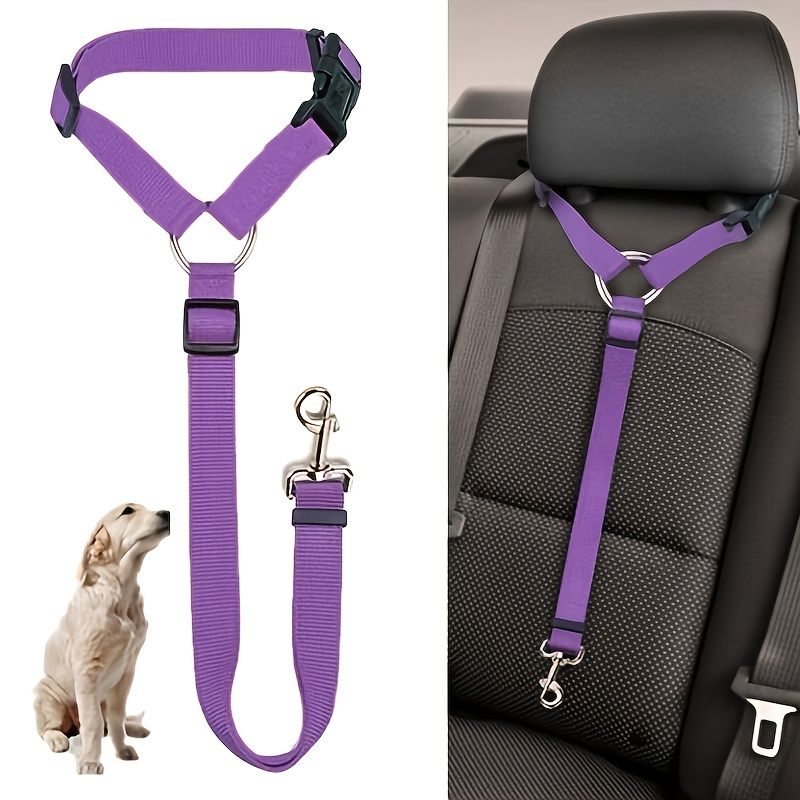 Solid Color 2 In 1 Pet Car Seat Belt Nylon Lead Leash Backseat Safety Belt Adjustable For Dog & Cat - DelightsDownSouth
