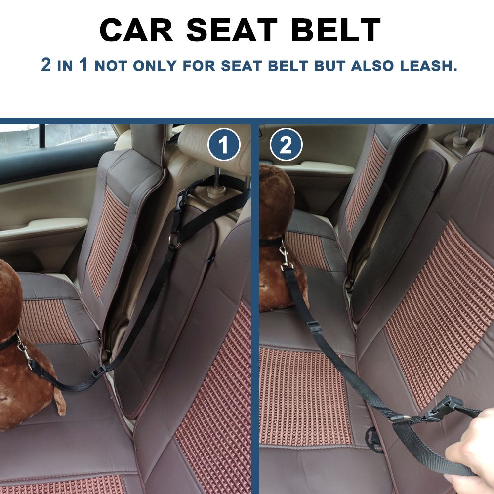 Solid Color 2 In 1 Pet Car Seat Belt Nylon Lead Leash Backseat Safety Belt Adjustable For Dog & Cat - DelightsDownSouth