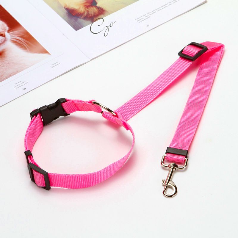 Solid Color 2 In 1 Pet Car Seat Belt Nylon Lead Leash Backseat Safety Belt Adjustable For Dog & Cat - DelightsDownSouth