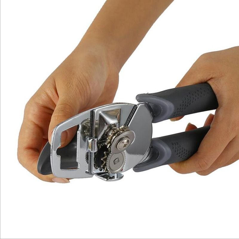 Stainless Steel Can Opener Manual Can Opener with Smooth Edge Heavy Duty Can Opener with Beer Bottle Opener Ergonomic Anti Slip Grip Handle - DelightsDownSouth