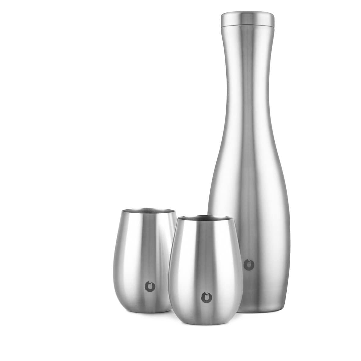 Stainless Steel Carafe and Wine Glass Set, Steel - DelightsDownSouth