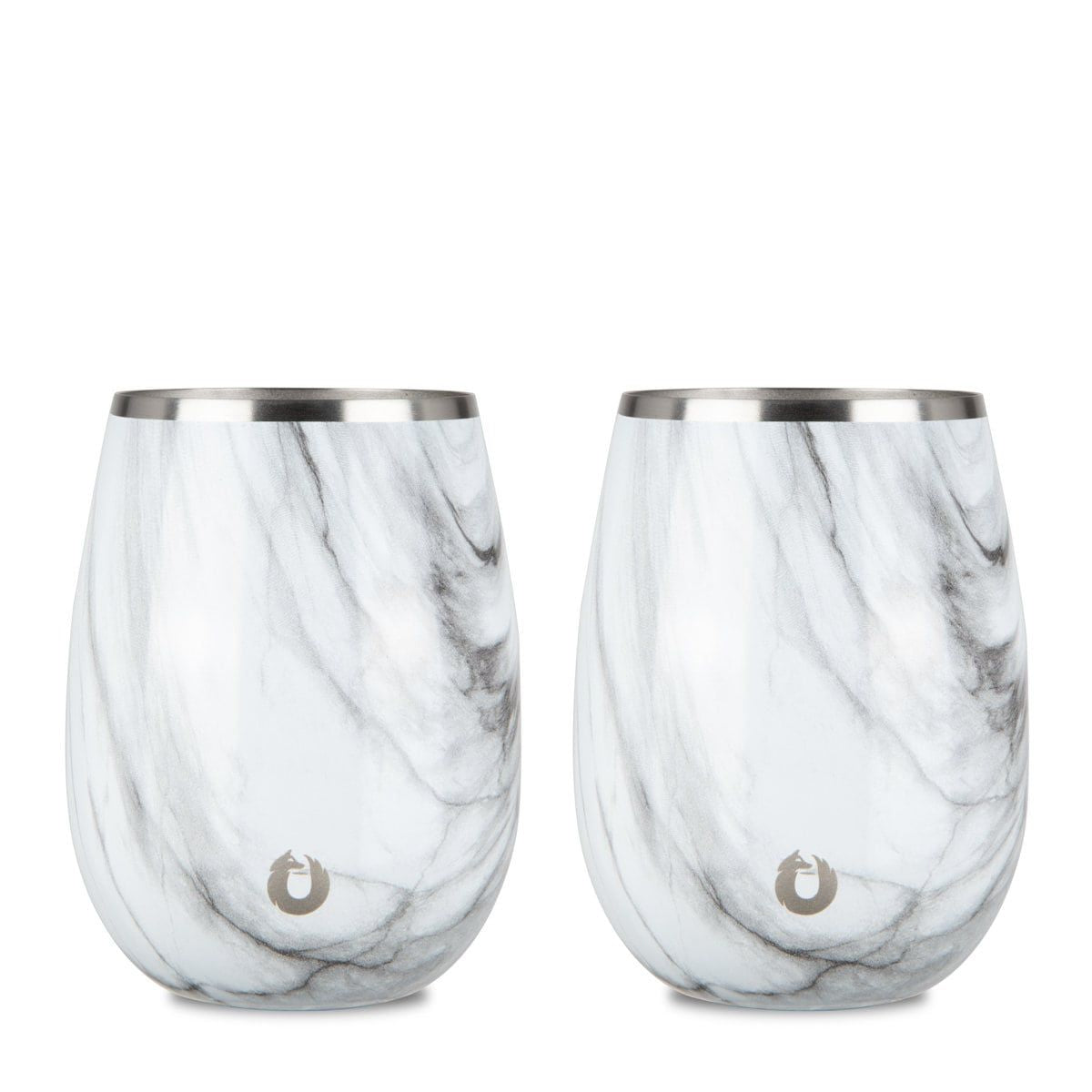 Stainless Steel Grand Pinot Wine Glass, Set of 2 - Marble - DelightsDownSouth