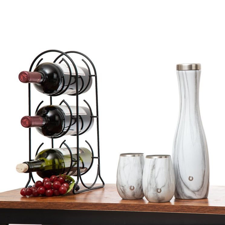 Stainless Steel Grand Pinot Wine Glass, Set of 2 - Marble - DelightsDownSouth