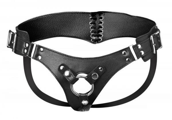 Strap U Bodice Corset Style Strap On Harness Black O/S - DelightsDownSouth