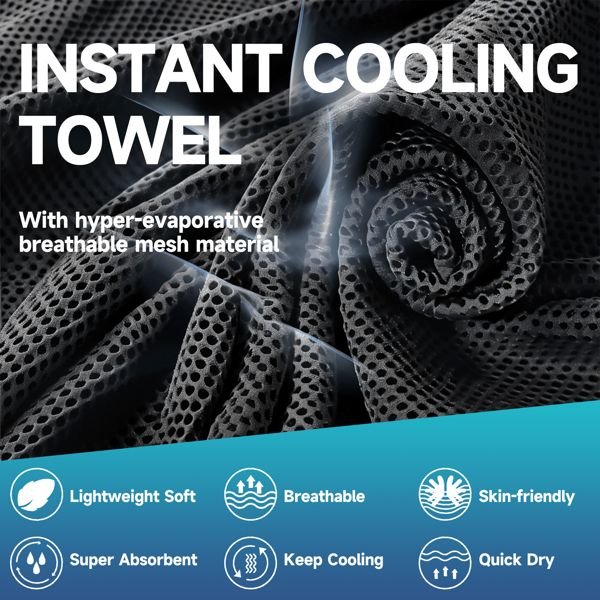 Superfiber Ice Towel Neck, Soft Breathable Cold Towel Cooling, Yoga, Sports, Golf, Gym, Camping, Running, Fitness, Exercise and More Activities, 4 Packs (No shipments on weekends) - DelightsDownSouth