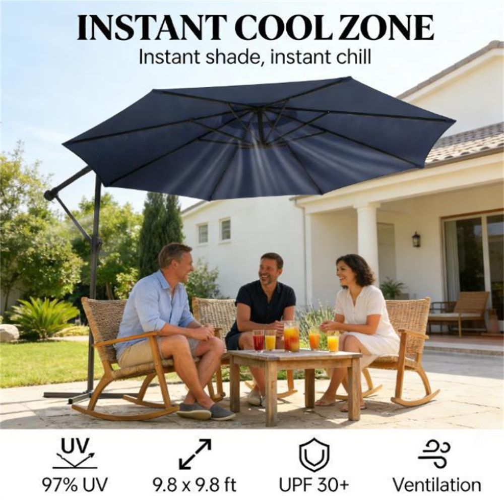 Terrace Umbrella, Courtyard Umbrella, Sun Umbrella, Navy Blue - DelightsDownSouth