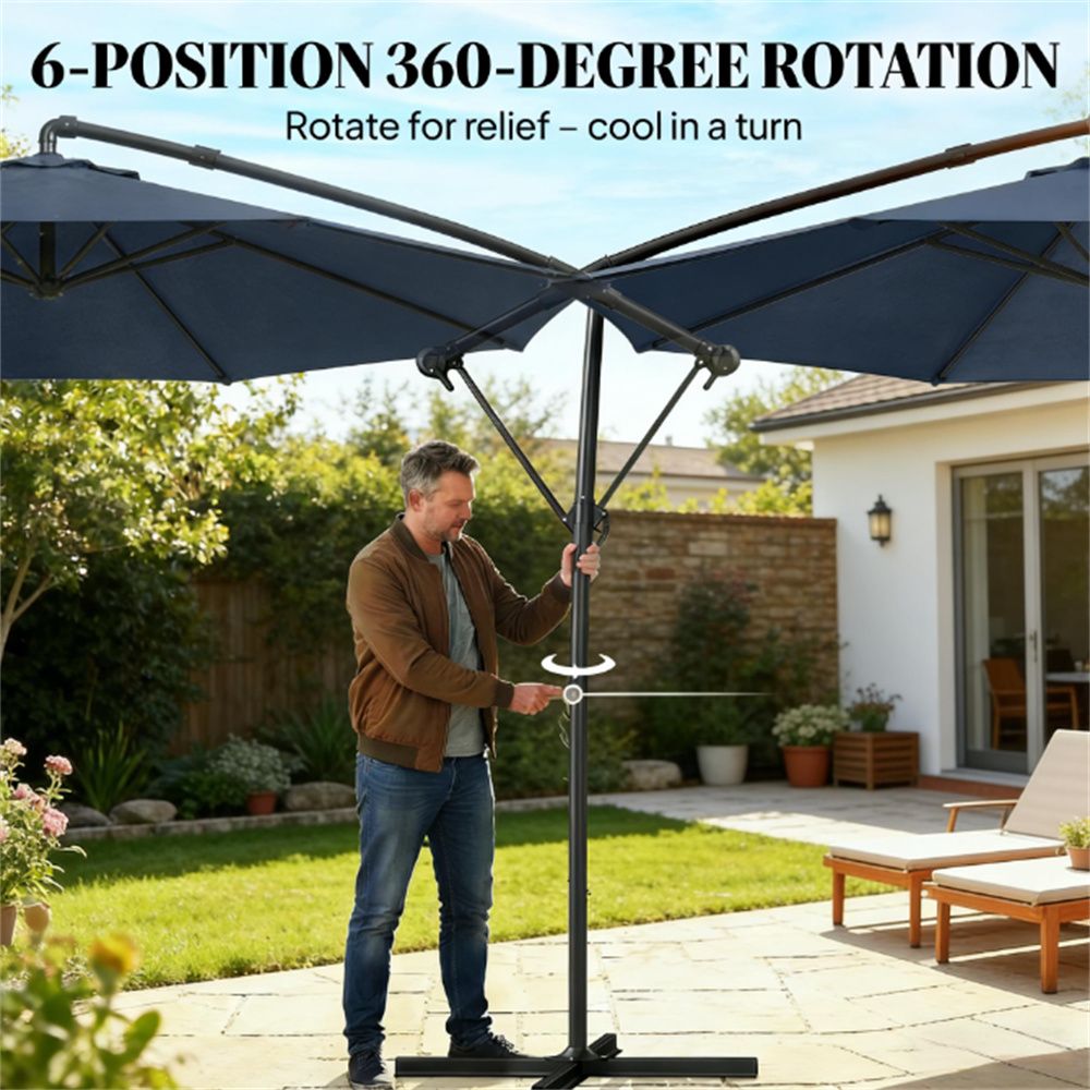 Terrace Umbrella, Courtyard Umbrella, Sun Umbrella, Navy Blue - DelightsDownSouth