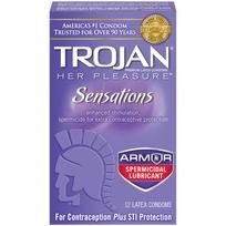 Trojan Her Pleasure Sensations Armor Spermicidal Condoms 12 Pack - DelightsDownSouth