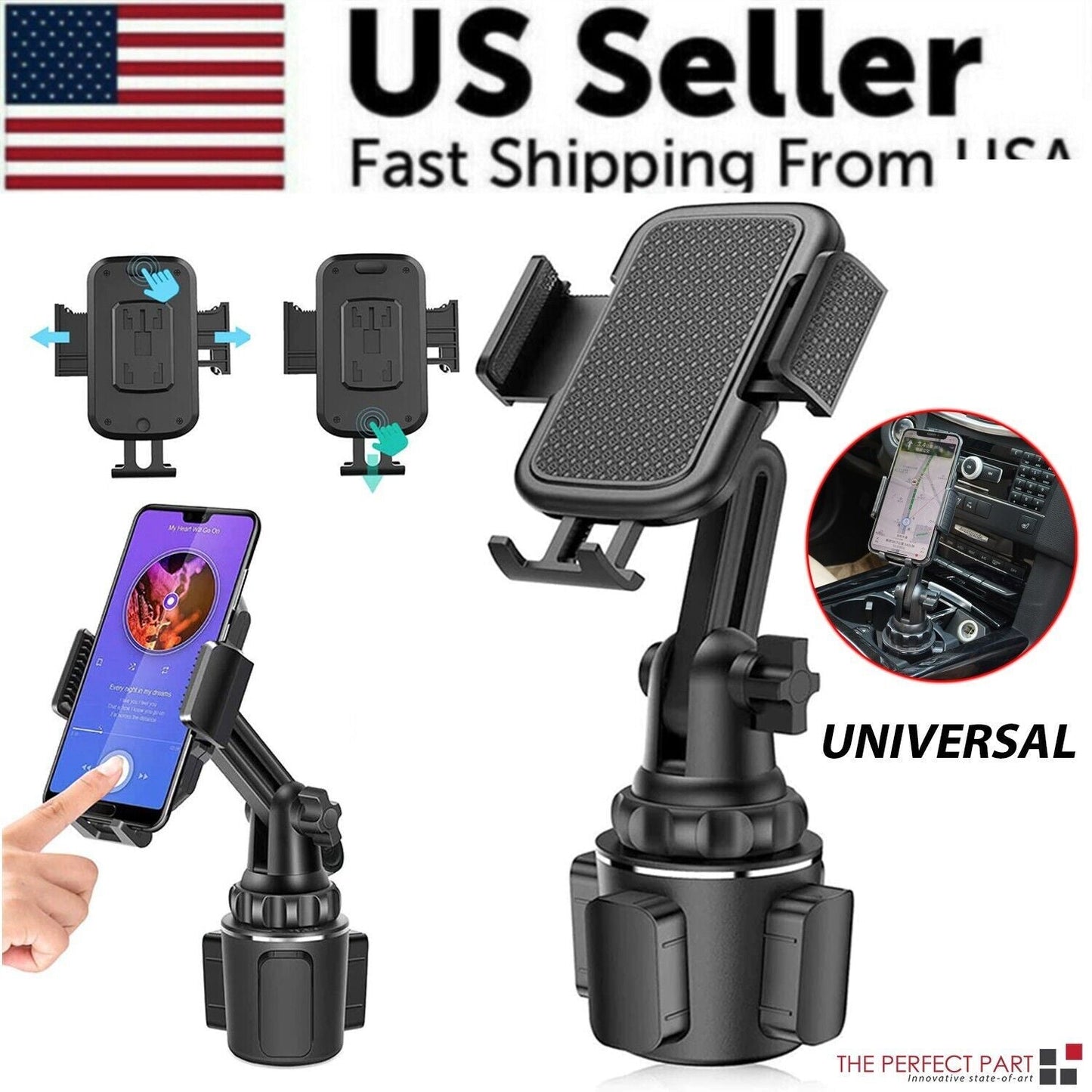 Universal 360° Adjustable Car Mount Cup Stand Cradle Holder For Cell Phone USA - DelightsDownSouth